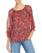 Parker Molly Silk Ruffled Floral Top