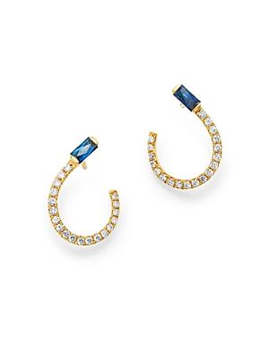 Bloomingdale's Blue Sapphire & Diamond Front-to-back Earrings In 14k Yellow Gold - 100% Exclusive