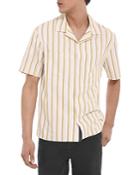 The Kooples Venice Striped Loose Fit Short Sleeve Camp Shirt
