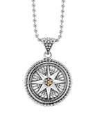 Lagos 18k Gold And Sterling Silver Signature Caviar Compass Pendant Ball Chain Necklace, 34