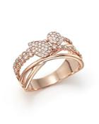 Diamond Crossover Ring In 14k Rose Gold, .45 Ct. T.w.