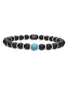 Roberto Demeglio 18k White Gold & Ceramic Stretch Bracelet With Turquoise & Diamonds