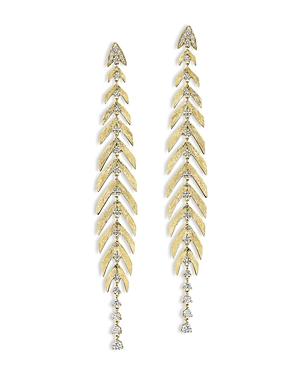 Hueb 18k Yellow Gold Bahia Diamond Leaf Drop Earrings