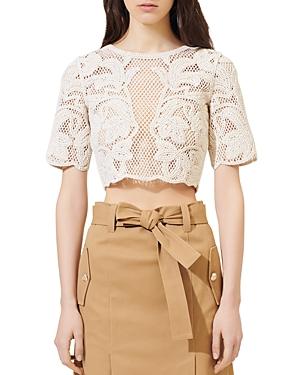 Maje Leona Open-knit Crop Top