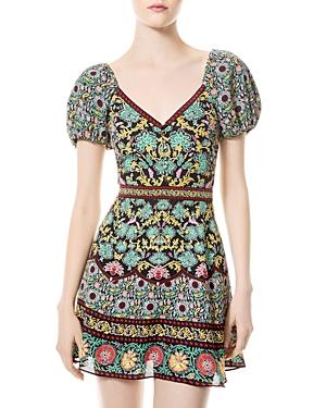 Alice And Olivia Dana Floral Puff Sleeve Mini Dress