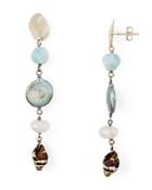 Chan Luu Cultured Freshwater Pearl & Shell Linear Drop Earrings In 18k Gold-plated Sterling Silver Or Sterling Silver