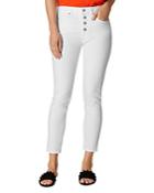 Karen Millen Button Fly Cropped Skinny Jeans In White