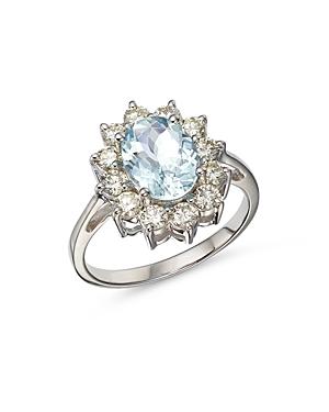 Bloomingdale's Aquamarine & Diamond Starburst Ring In 14k White Gold - 100% Exclusive