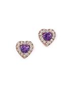 Amethyst And Diamond Heart Earrings In 14k Rose Gold - 100% Exclusive