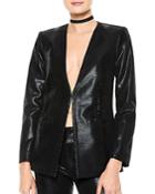 Alice + Olivia Macey Faux Leather Embossed Blazer