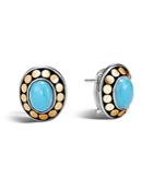 John Hardy Sterling Silver And 18k Bonded Gold Dot Earrings With Turquoise - 100% Exclusive