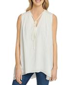 Dkny Tie Neck High Low Sleeveless Top