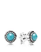 Pandora Earrings - Sterling Silver & Turquoise Birthday Blooms December Stud