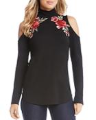 Karen Kane Floral Applique Cold Shoulder Top