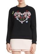 Maje Telbi Embroidered Floral Heart Sweatshirt