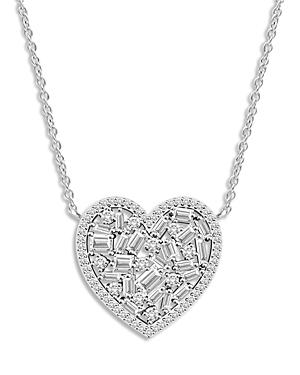 Bloomingdale's Diamond Baguette Scattered Heart Necklace In 14k White Gold, 1.0 Ct. T.w. - 100% Exclusive