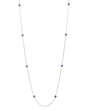 Bloomingdale's Diamond & Blue Sapphire Long Station Necklace In 14k White Gold - 100% Exclusive