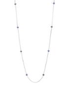 Bloomingdale's Diamond & Blue Sapphire Long Station Necklace In 14k White Gold - 100% Exclusive