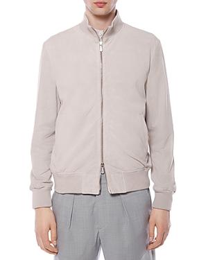Eleventy Suede Perforated Bomber Jacket