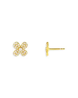Adinas Jewels Pave Flower Stud Earrings