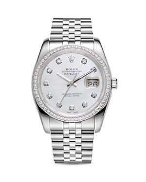 Pre-owned Rolex 18k White Gold And Stainless Steel Datejust Diamond Watch With Mother-of-pearl Dial And Jubilee Band, 36mm