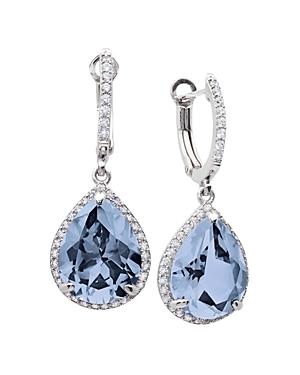Crislu Aqua Drop Earrings In Platinum-plated Sterling Silver