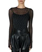 Enza Costa Mesh Long-sleeve Leopard Print Top