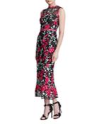 Marchesa Notte Floral-embroidered Sheath Gown