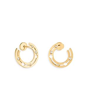 Dinh Van 18k Yellow Gold Pulse Hoop Earrings With Diamonds