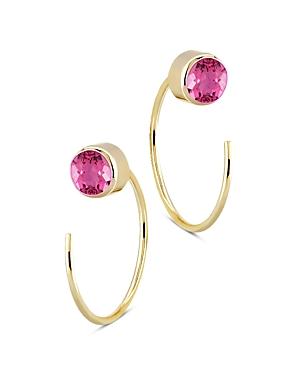 Bloomingdale's Pink Tourmaline Stud And Front Back Hoop Earrings In 14k Yellow Gold - 100% Exclusive