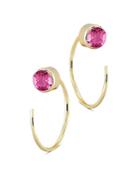 Bloomingdale's Pink Tourmaline Stud And Front Back Hoop Earrings In 14k Yellow Gold - 100% Exclusive