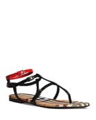 Burberry Anthea Leather T-strap Sandals