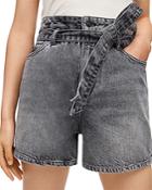 Allsaints Palmer Paperbag Denim Shorts In Snow Indigo