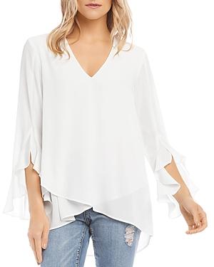 Karen Kane Ruffle Sleeve Crossover Top