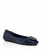 Tory Burch Minnie Embossed Patent Leather Travel Ballet Flats