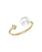 Zoe Chicco 14k Yellow Gold Open Ring With Cultured Freshwater Pearl And Diamond