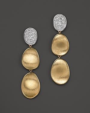 Marco Bicego Diamond Lunaria Three Drop Small Earrings In 18k Gold