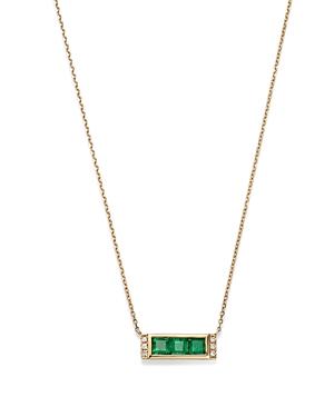 Bloomingdale's Emerald & Diamond Accent Bar Necklace In 14k Yellow Gold, 17.5 - 100% Exclusive