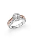 Diamond Solitaire Ring With Halo In 14k White And Rose Gold, 1.0 Ct. T.w.