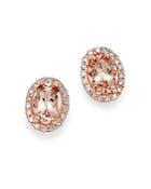 Bloomingdale's Oval Morganite & Diamond Stud Earrings In 14k Rose Gold - 100% Exclusive