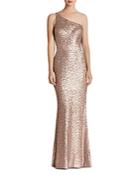 Dress The Population Sequined One-shoulder Gown