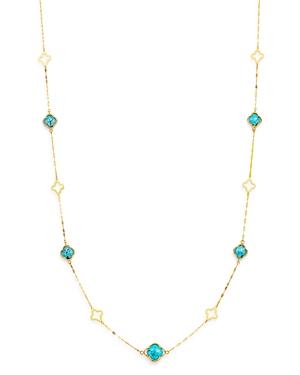 Bloomingdale's Turquoise Long Clover Necklace In 14k Yellow Gold, 36 - 100% Exclusive