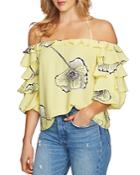 1.state Tiered Ruffle Sleeve Floral Top
