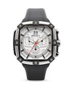 Brera Orologi Supersportivo Square Black Ionic-plated Stainless Steel Watch With White Dial And Black Rubber Strap, 46mm