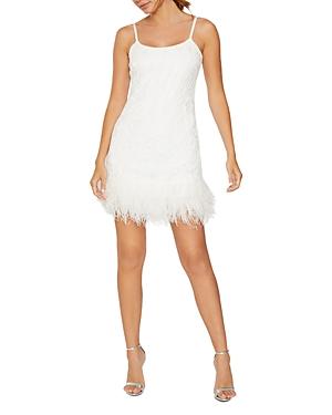 Likely Mari Feather Trim Lace Mini Dress