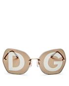 Dolce & Gabbana Women's Lucia Mirrored Oversized Logo Lens Round Sunglasses, 64mm