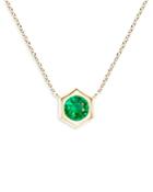 Natori 14k Yellow Gold Emerald Pendant Necklace, 17