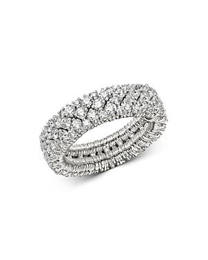 Roberto Demeglio 18k White Gold Cashmere Collection Diamond Stretch Ring