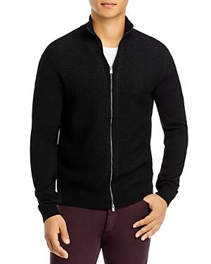 Boss Madori Wool Mesh Regular Fit Mock Neck Cardigan