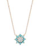 Adina Reyter 14k Yellow Gold Turquoise & Diamond Cluster Flower Pendant Necklace, 15-16